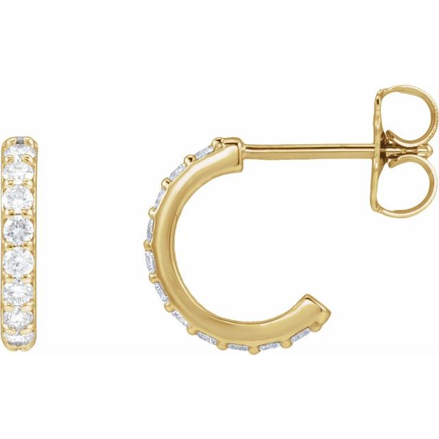 Creoler i 14 kt gult gull med laboratoriedyrket diamant, 0,33 ct totalt, rund sten 1,5 mm, lengde 11,6 mm, tykkelse 2,1 mm (par) fra Smykke24
