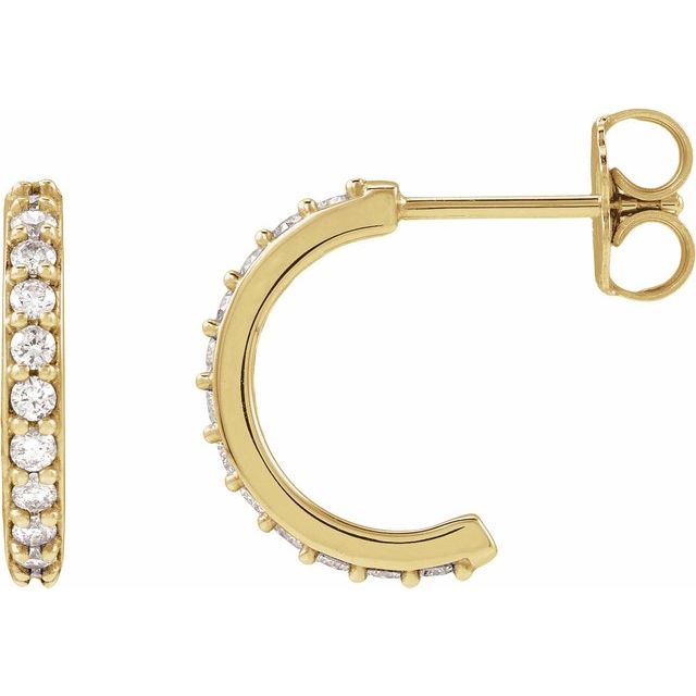 Creoler i 14 kt gult gull med laboratoriedyrket diamant, 0,33 ct totalt, rund sten 1,5 mm, lengde 12,5 mm, tykkelse 2,1 mm (par) fra Smykke24
