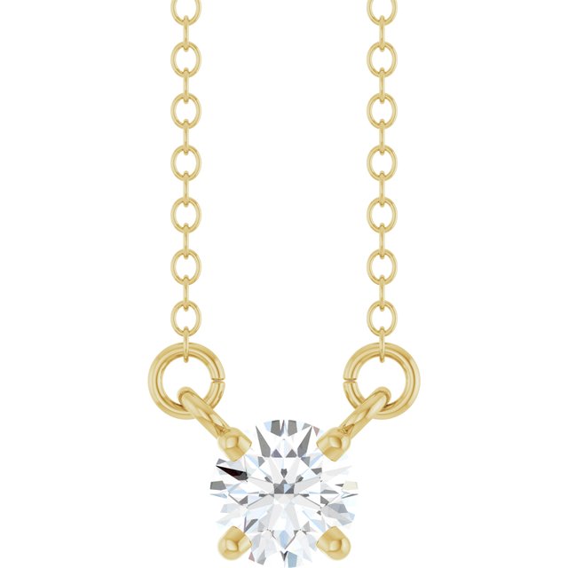 Halskjede i 14 kt gult gull med laboratoriedyrket diamant, 0,50 ct totalt, rund sten 4 mm, 45,7 cm fra Smykke24