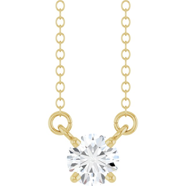 Halskjede i 14 kt gult gull med laboratoriedyrket diamant, 0,33 ct totalt, rund sten 4,5 mm, 45,7 cm fra Smykke24