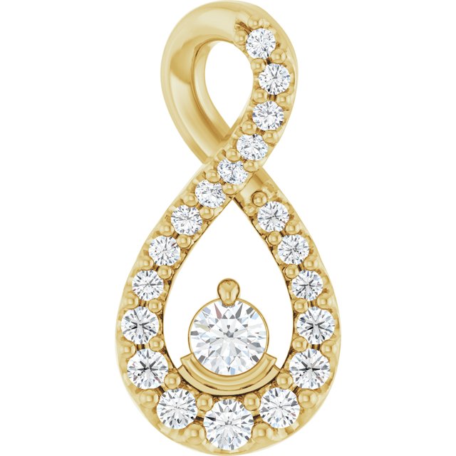 Edelstensanheng i 14 kt gult gull med laboratoriedyrket diamant, 0,17 ct totalt, rund sten 2,4 mm fra Smykke24