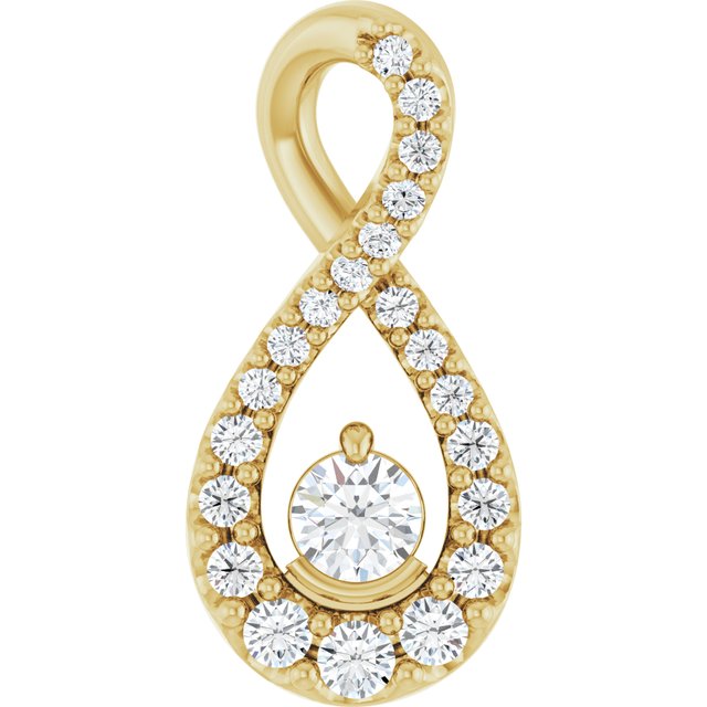 Edelstensanheng i 14 kt gult gull med laboratoriedyrket diamant, 0,20 ct totalt, rund sten 3 mm fra Smykke24
