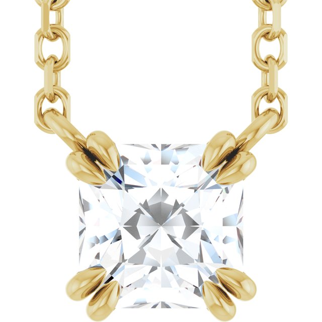 Halskjede i 14 kt gult gull med laboratoriedyrket diamant, 0,50 ct totalt, asscherslipt sten 4,5 × 4,5 mm, 45,7 cm fra Smykke24