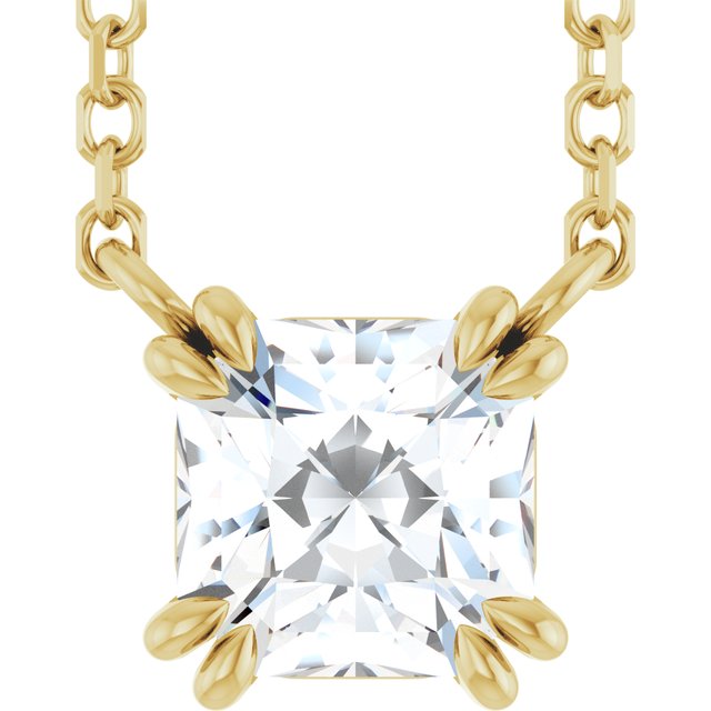 Halskjede i 14 kt gult gull med laboratoriedyrket diamant, 0,75 ct totalt, asscherslipt sten 5 × 5 mm, 45,7 cm fra Smykke24