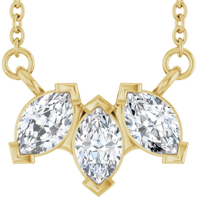 Halskjede i 14 kt gult gull med laboratoriedyrket diamant, 0,625 ct totalt, navetteformet sten 5 × 3 mm, 45,7 cm fra Smykke24