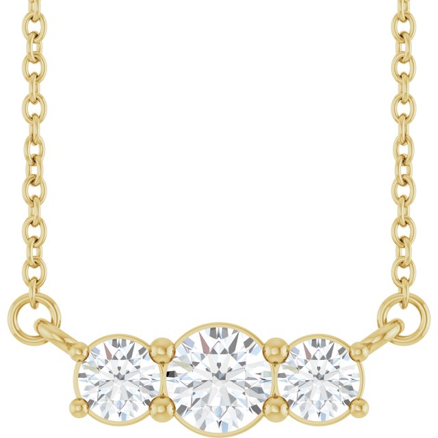 Halskjede i 14 kt gult gull med laboratoriedyrket diamant, 0,50 ct totalt, rund sten 4,1 mm, 45,7 cm fra Smykke24
