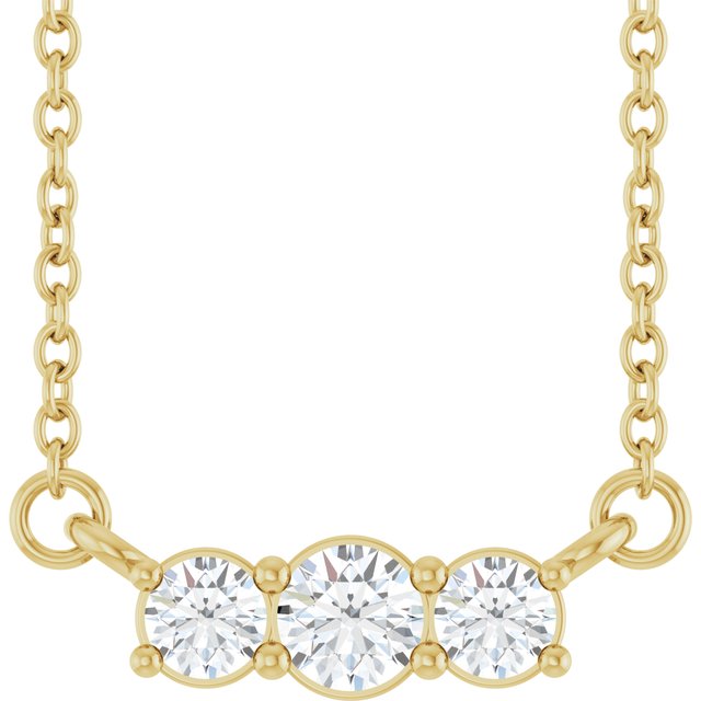 Halskjede i 14 kt gult gull med laboratoriedyrket diamant, 0,20 ct totalt, rund sten 3 mm, 45,7 cm fra Smykke24