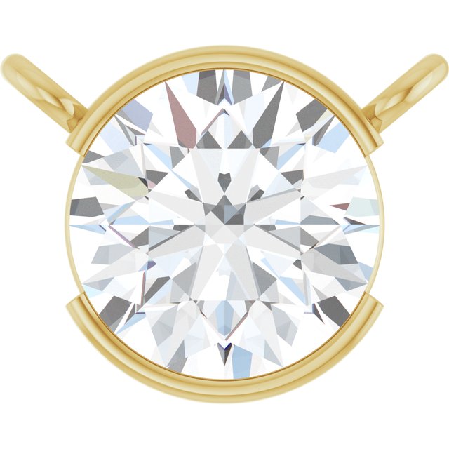 Edelstensanheng i 14 kt gult gull med laboratoriedyrket diamant, 1,00 ct totalt, rund sten 6,5 mm fra Smykke24