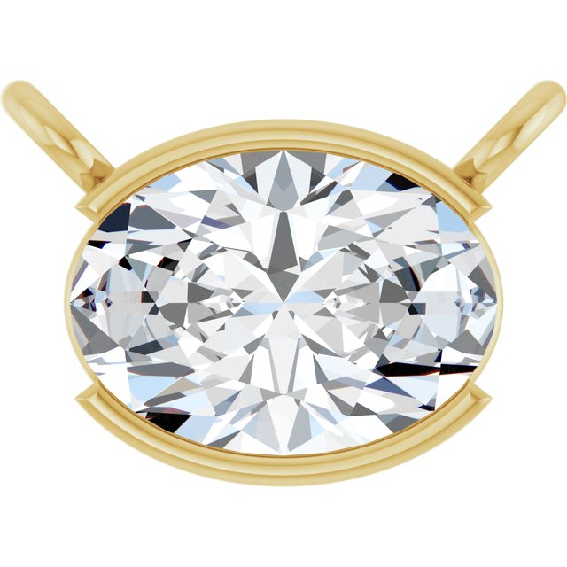 Edelstensanheng i 14 kt gult gull med laboratoriedyrket diamant, 0,875 ct totalt, oval sten 7 × 5 mm fra Smykke24