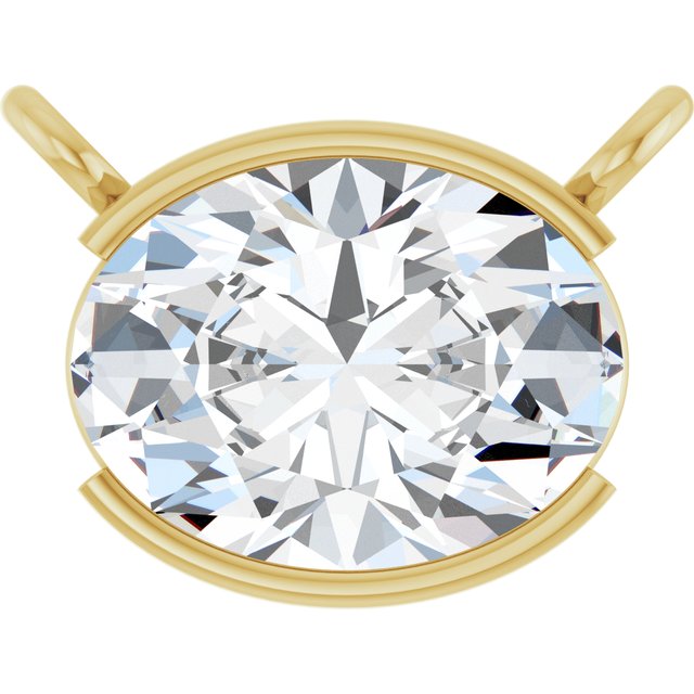 Edelstensanheng i 14 kt gult gull med laboratoriedyrket diamant, 1,00 ct totalt, oval sten 8 × 6 mm fra Smykke24