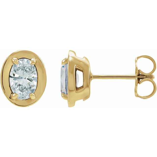 Øredobber i 14 kt gult gull med laboratoriedyrket diamant, 0,75 ct totalt, oval sten 6 × 4 mm (par) fra Smykke24