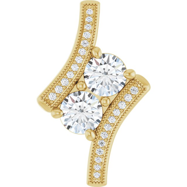 Edelstensanheng i 14 kt gult gull med laboratoriedyrket diamant, 1,00 ct totalt, rund sten 5,2 mm fra Smykke24
