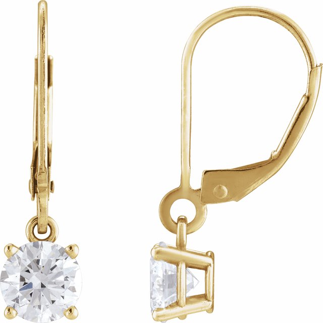 Øredobber i 14 kt gult gull med laboratoriedyrket diamant, 2 ct totalt, rund sten 6,5 mm (par) fra Smykke24