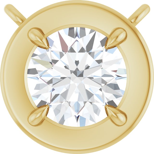 Edelstensanheng i 14 kt gult gull med laboratoriedyrket diamant, 0,75 ct totalt, rund sten 6 mm fra Smykke24