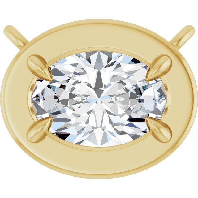 Edelstensanheng i 14 kt gult gull med laboratoriedyrket diamant, 0,75 ct totalt, oval sten 7 × 5 mm fra Smykke24