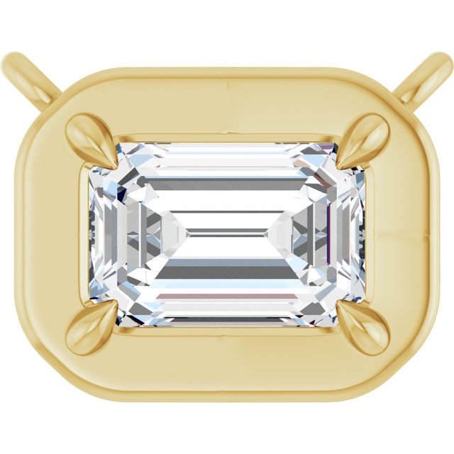 Edelstensanheng i 14 kt gult gull med laboratoriedyrket diamant og smaragd, 0,625 ct totalt, smaragdslipt sten 6 × 4 mm fra Smykke24