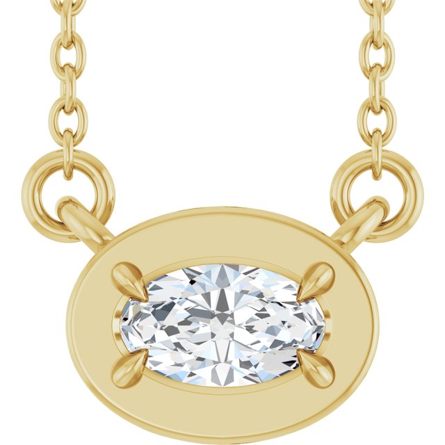 Halskjede i 14 kt gult gull med laboratoriedyrket diamant, 0,25 ct totalt, oval sten 5 × 3 mm, 45,7 cm fra Smykke24