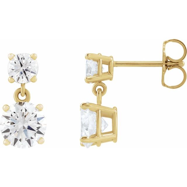 Øredobber i 14 kt gult gull med laboratoriedyrket diamant, 2 ct totalt, rund sten 6 mm (par) fra Smykke24