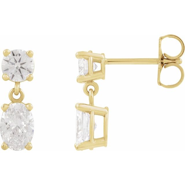 Øredobber i 14 kt gult gull med laboratoriedyrket diamant, 1,20 ct totalt, oval sten 6 × 4 mm (par) fra Smykke24