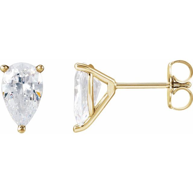 Øredobber i 14 kt gult gull med laboratoriedyrket diamant, 2,50 ct totalt, dråpeformet sten 9 × 6 mm (par) fra Smykke24