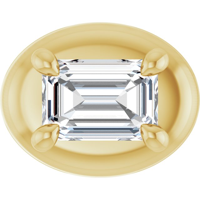 Edelstensanheng i 14 kt gult gull med laboratoriedyrket diamant og smaragd, 0,375 ct totalt, smaragdslipt sten 5 × 3,5 mm fra Smykke24