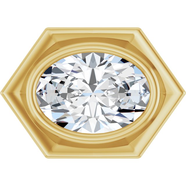 Edelstensanheng i 14 kt gult gull med laboratoriedyrket diamant, 0,75 ct totalt, oval sten 7 × 5 mm fra Smykke24