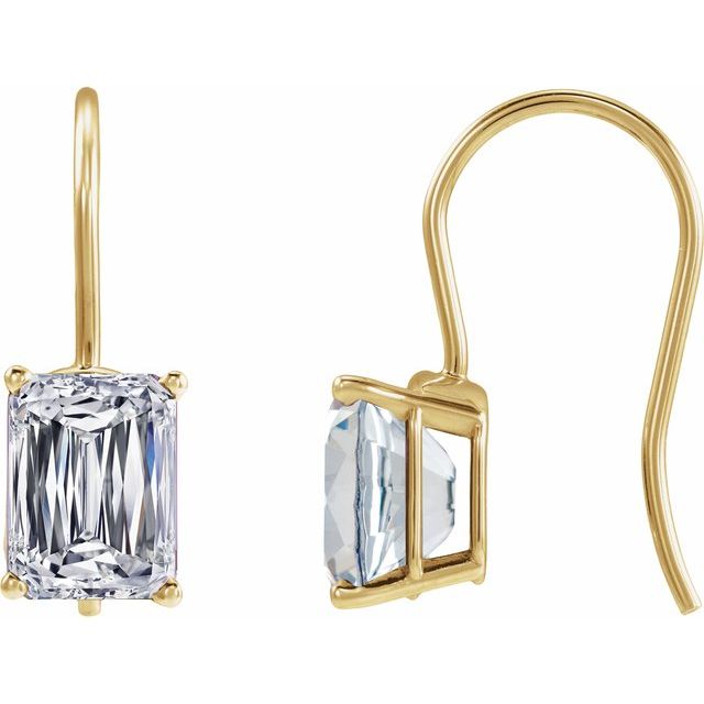 Øredobber i 14 kt gult gull med laboratoriedyrket diamant og smaragd, 3,50 ct totalt, smaragdslipt sten 8 × 6 mm (par) fra Smykke24