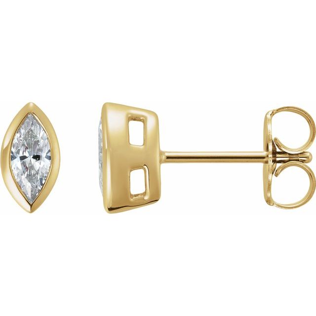 Øredobber i 14 kt gult gull med laboratoriedyrket diamant, 1,333 ct totalt, navetteformet sten 8 × 4 mm (par) fra Smykke24