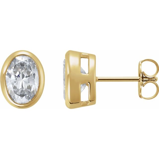 Øredobber i 14 kt gult gull med laboratoriedyrket diamant, 2 ct totalt, oval sten 8 × 6 mm (par) fra Smykke24