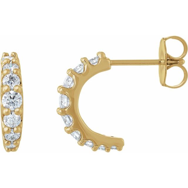 Creoler i 14 kt gult gull med laboratoriedyrket diamant, 0,50 ct totalt, rund sten 2,5 mm, lengde 12 mm, tykkelse 3 mm (par) fra Smykke24