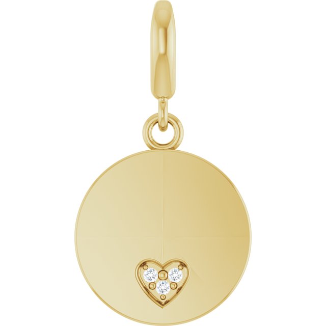 Hjerteanheng i 14 kt gult gull med laboratoriedyrket diamant, 0,01 ct totalt, rund sten 1 mm fra Smykke24