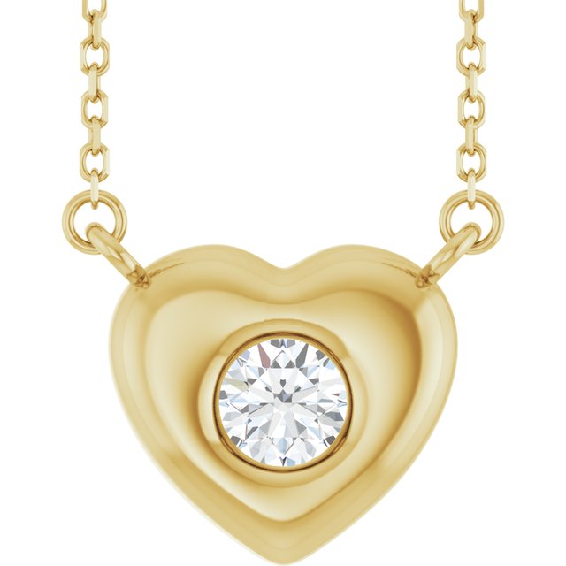 Halskjede i 14 kt gult gull med laboratoriedyrket diamant, 0,33 ct totalt, rund sten 4,5 mm, 45,7 cm fra Smykke24
