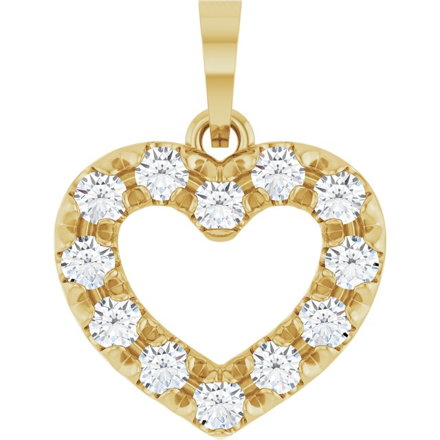 Hjerteanheng i 14 kt gult gull med laboratoriedyrket diamant, 0,33 ct totalt, rund sten 2 mm fra Smykke24