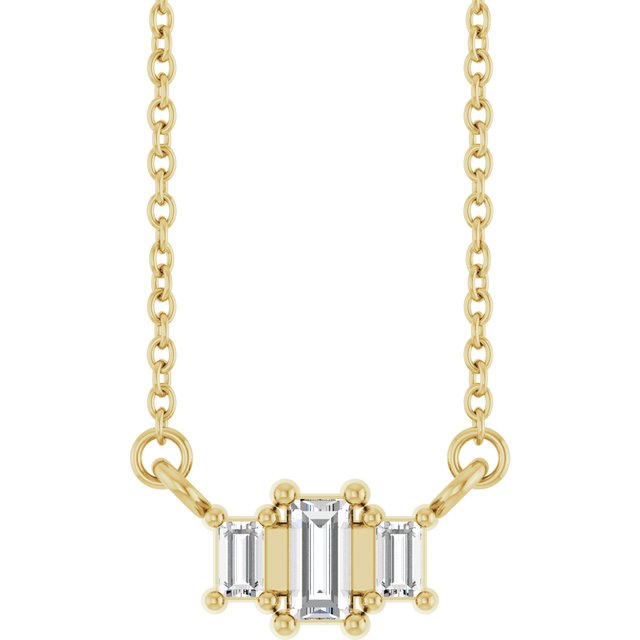 Halskjede i 14 kt gult gull med laboratoriedyrket diamant, 0,20 ct totalt, sten 4 × 2 mm, 45,7 cm fra Smykke24