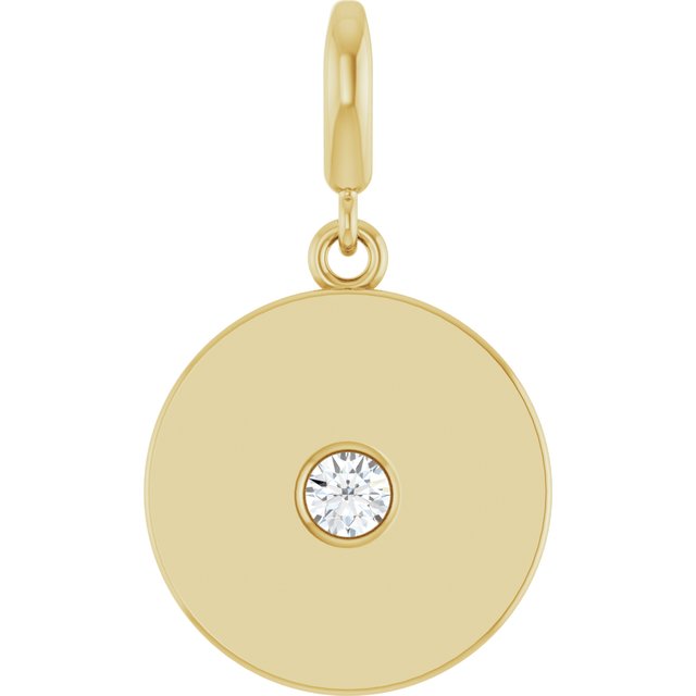 Edelstensanheng i 14 kt gult gull med laboratoriedyrket diamant, 0,10 ct totalt, rund sten 3 mm, 24,2 × 14,2 mm fra Smykke24