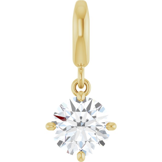 Edelstensanheng i 14 kt gult gull med laboratoriedyrket diamant, 0,75 ct totalt, rund sten 6 mm, 16,3 × 7,2 mm fra Smykke24