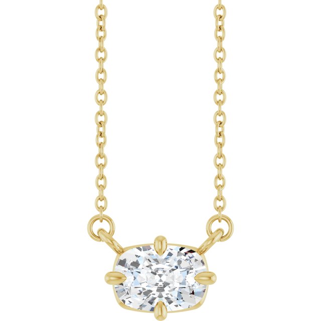 Halskjede i 14 kt gult gull med laboratoriedyrket diamant, 1,00 ct totalt, sten 7 × 5 mm, 45,7 cm fra Smykke24