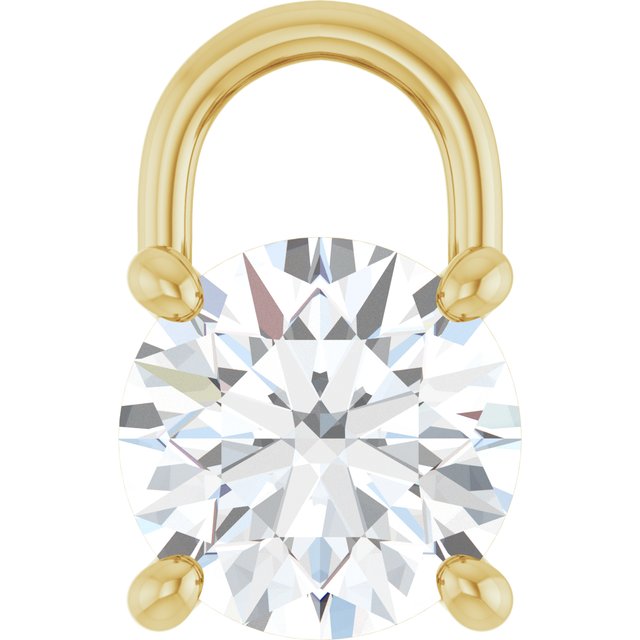 Solitæranheng i 14 kt gult gull med laboratoriedyrket diamant, 2 ct, rund sten 8 mm fra Smykke24