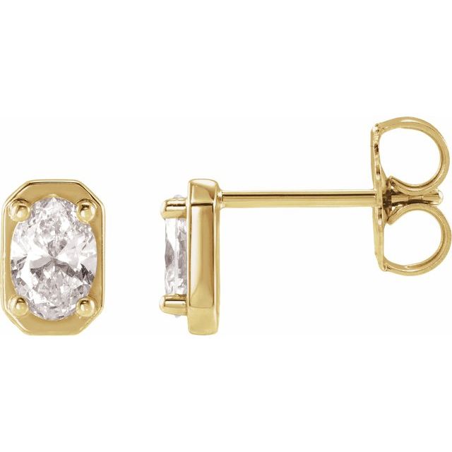 Øredobber i 14 kt gult gull med laboratoriedyrket diamant, 0,33 ct totalt, oval sten 5 × 3 mm (par) fra Smykke24