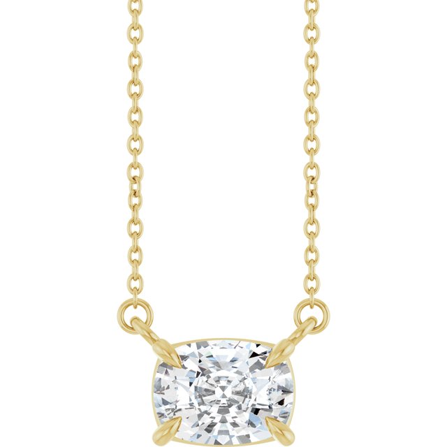 Halskjede i 14 kt gult gull med laboratoriedyrket diamant, 2 ct, sten 8 × 6 mm, 45,7 cm fra Smykke24