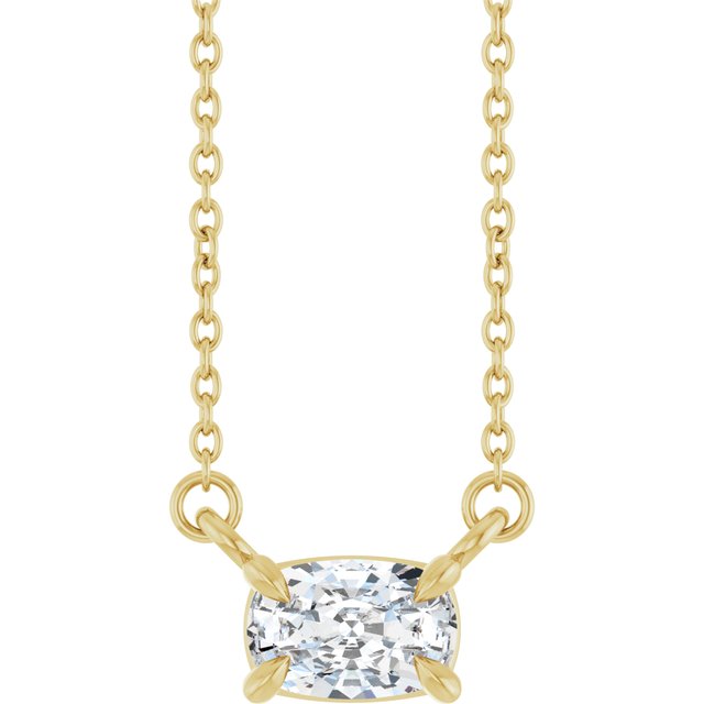 Halskjede i 14 kt gult gull med laboratoriedyrket diamant, 0,50 ct totalt, sten 6 × 4 mm, 45,7 cm fra Smykke24