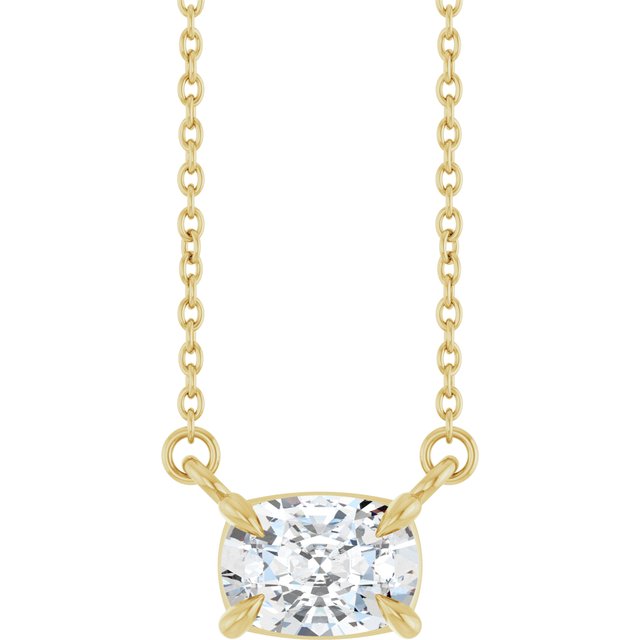 Halskjede i 14 kt gult gull med laboratoriedyrket diamant, 1,00 ct totalt, sten 7 × 5 mm, 45,7 cm fra Smykke24