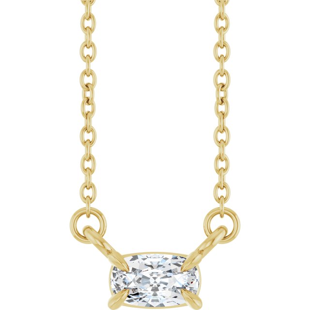 Halskjede i 14 kt gult gull med laboratoriedyrket diamant, 0,25 ct totalt, sten 5 × 3 mm, 45,7 cm fra Smykke24