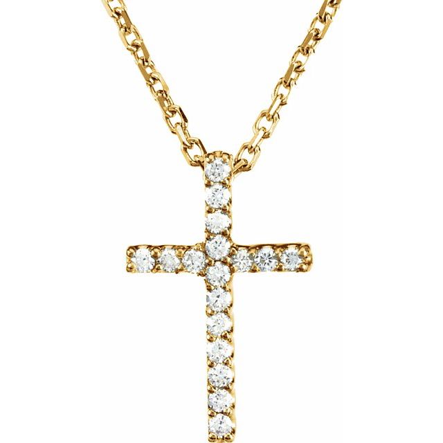 Halskjede i 14 kt gult gull med laboratoriedyrket diamant, 0,06 ct totalt, rund sten 1 mm, 40,6 cm fra Smykke24