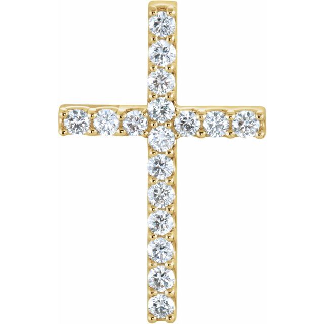 Korsanheng i 14 kt gult gull med laboratoriedyrket diamant, 0,625 ct totalt, rund sten 2,2 mm fra Smykke24