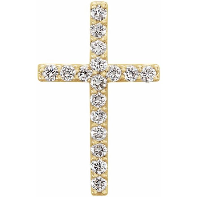 Korsanheng i 14 kt gult gull med laboratoriedyrket diamant, 0,17 ct totalt, rund sten 1,3 mm fra Smykke24