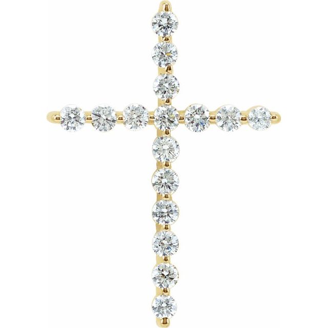 Korsanheng i 14 kt gult gull med laboratoriedyrket diamant, 1,25 ct totalt, rund sten 2,8 mm fra Smykke24