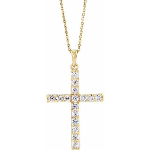 Halskjede i 14 kt gult gull med laboratoriedyrket diamant, 0,10 ct totalt, rund sten 1,3 mm, 45,7 cm fra Smykke24