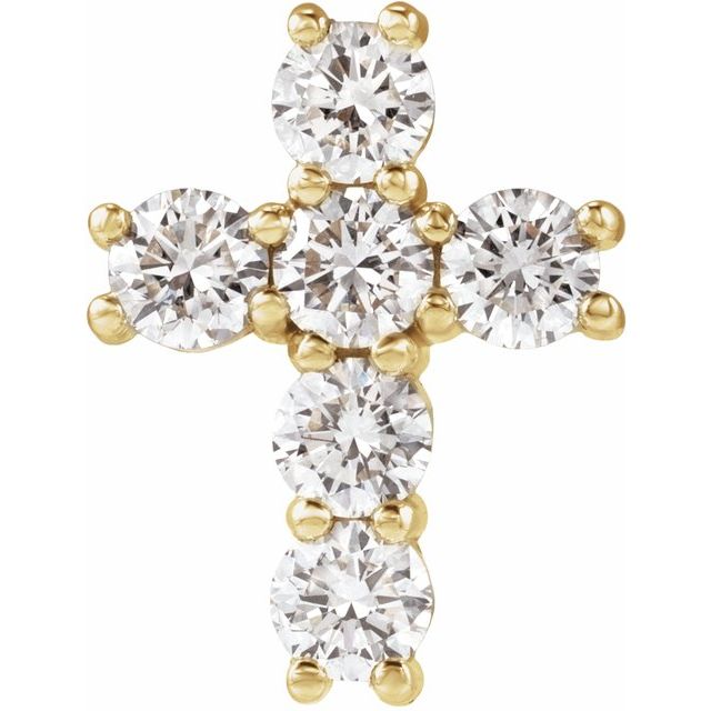 Korsanheng i 14 kt gult gull med laboratoriedyrket diamant, 10 ct totalt, rund sten 3,4 mm fra Smykke24
