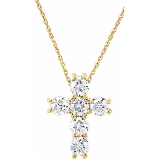 Halskjede i 14 kt gult gull med laboratoriedyrket diamant, 0,25 ct totalt, rund sten 2,2 mm, 45,7 cm fra Smykke24